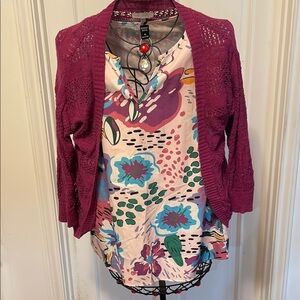 💕💕💕BOGOHO💕💕💕Purple Cropped Cardigan with 3/4 Sleeves